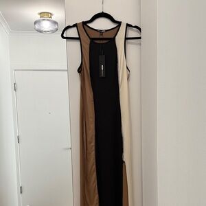 Fashion Nova Black and Tan Maxi Dress